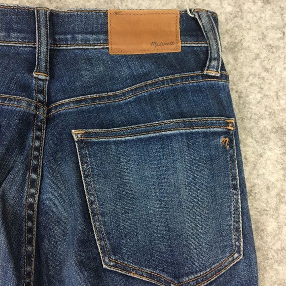 Madewell Jeans 26 2 10" High Rise Skinny Dark Wash Distressed Blue Tencel Lyocel - Picture 14 of 16